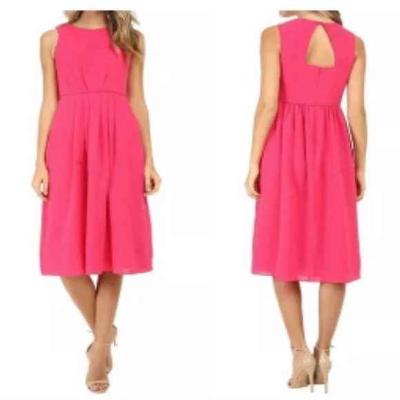 Shoshanna Midi Pink Dress Sz10  NWT has pockets! - Picture 7 of 7